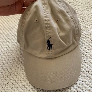 Ralph Lauren Cotton Chino Hat Khaki with Navy Logo